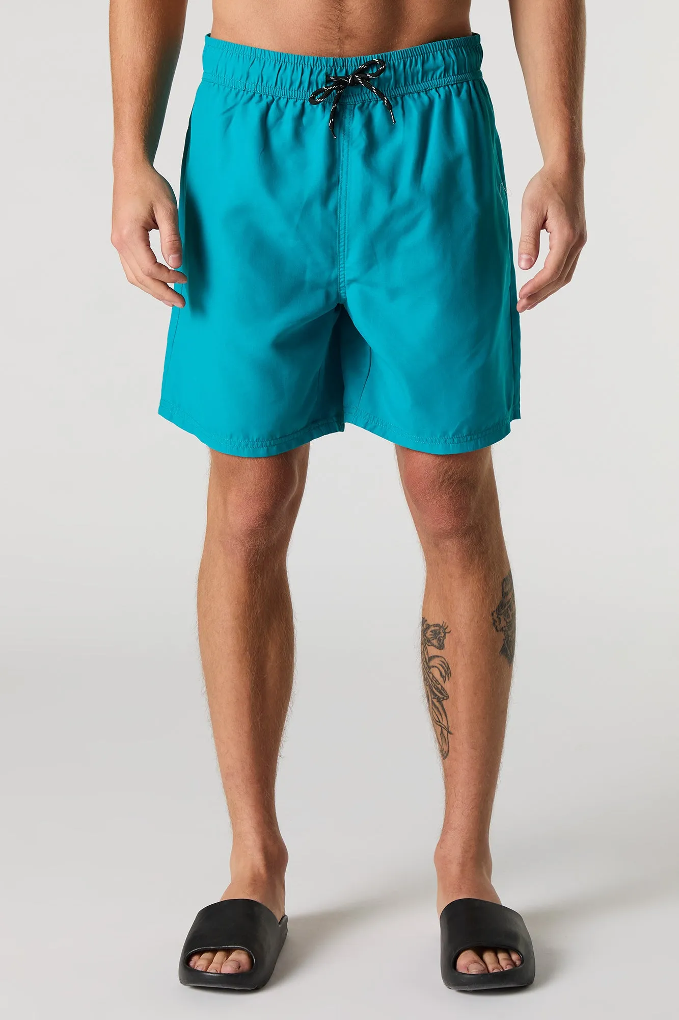 Short de surf uni à taille coulissante