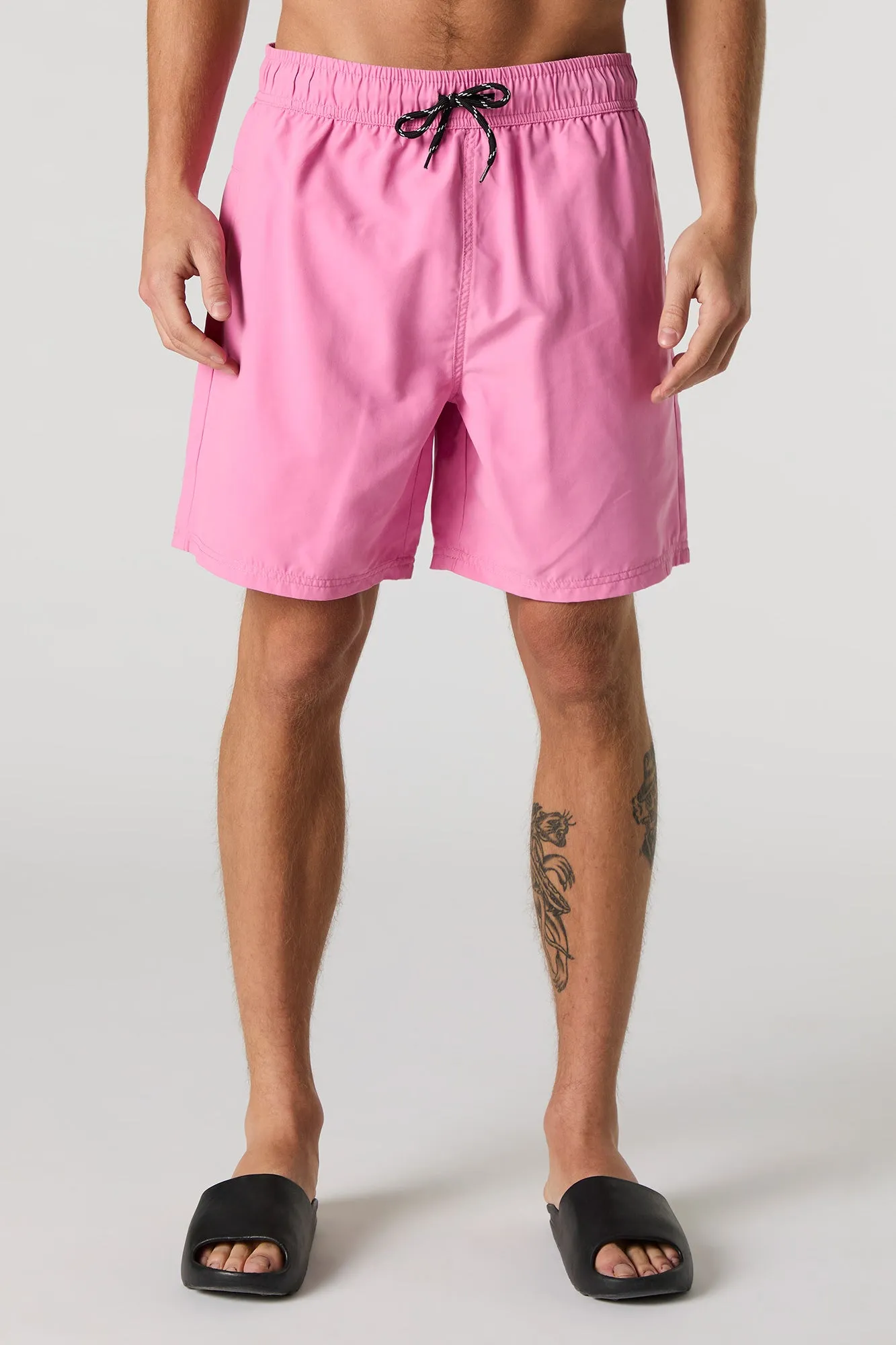 Short de surf uni à taille coulissante
