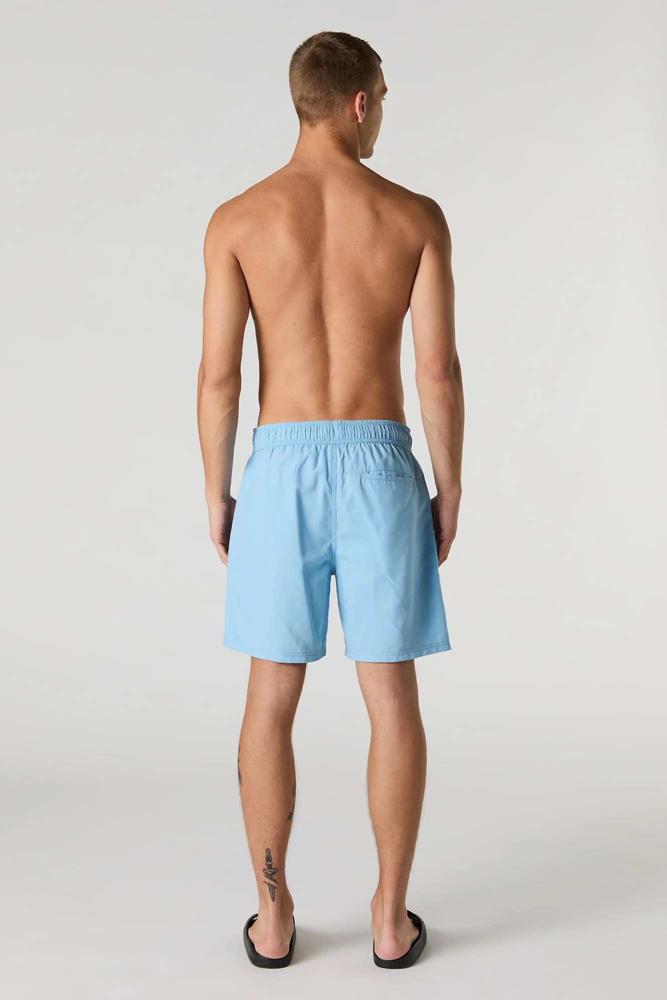 Short de surf uni à taille coulissante
