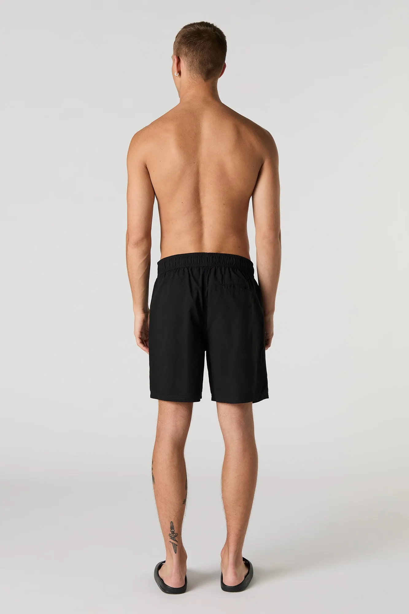 Short de surf uni à taille coulissante