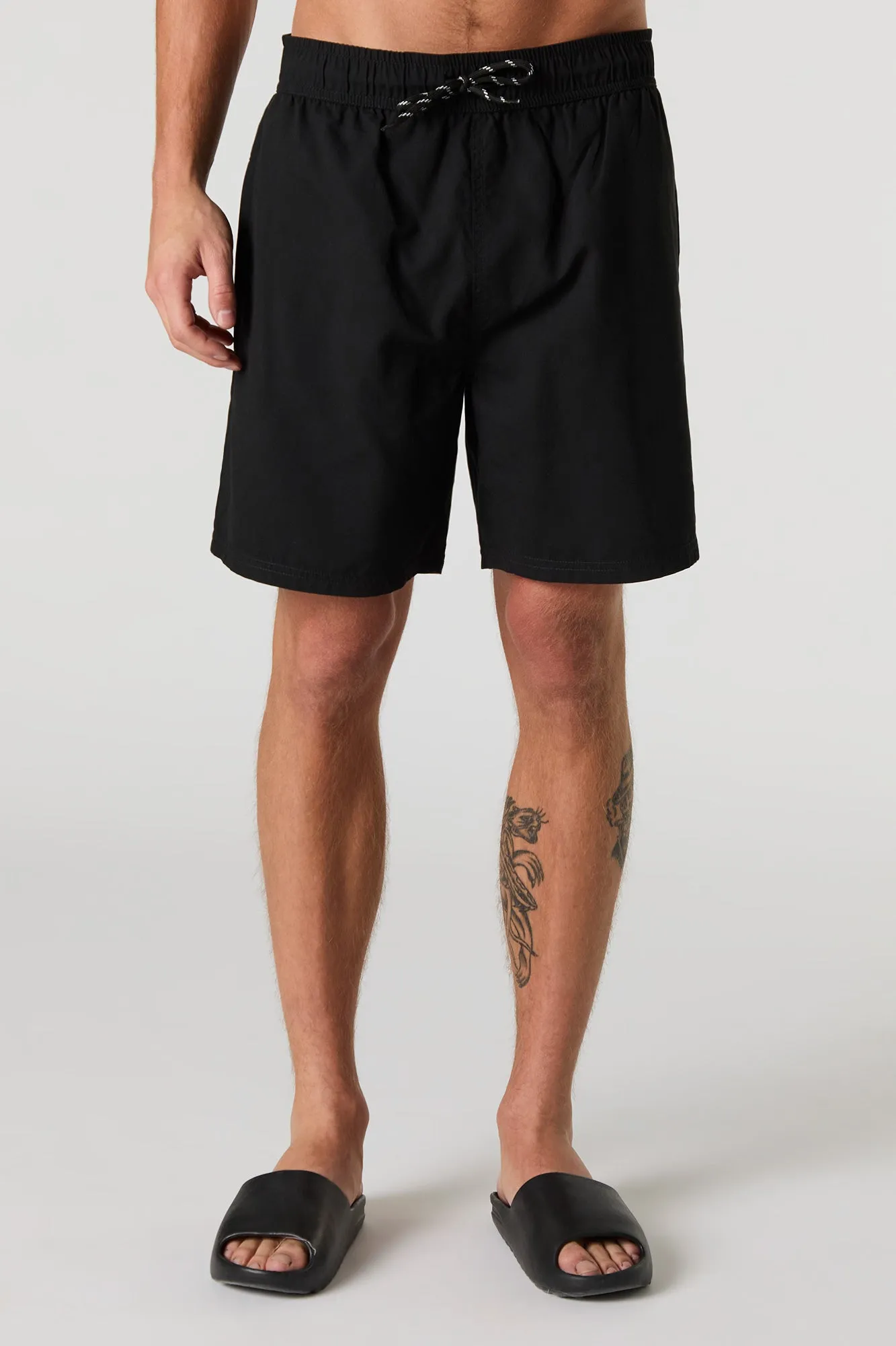 Short de surf uni à taille coulissante