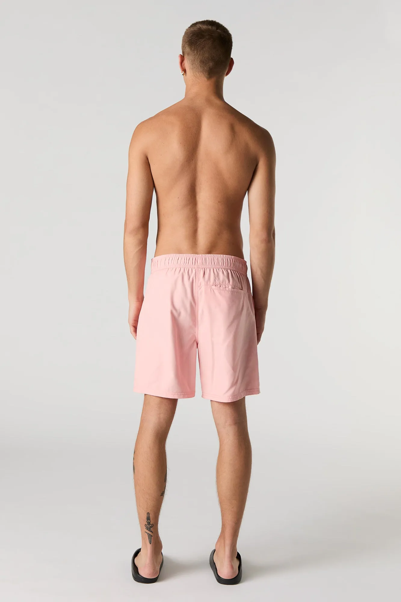 Short de surf uni à taille coulissante
