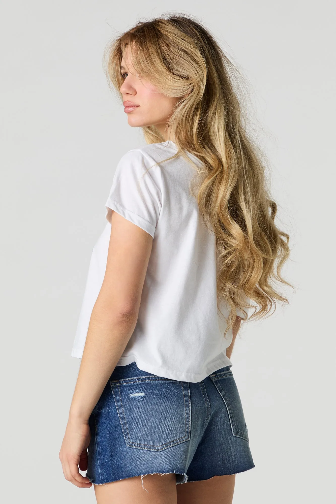 Short en denim d'aspect usé délavé foncé