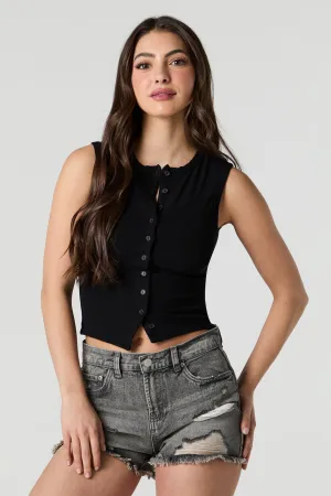 Short en denim d'aspect usé délavé gris
