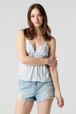 Short en denim d'aspect usé délavé moyen vintage