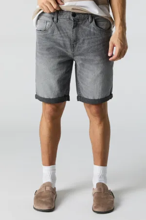 Short en denim extensible avec ourlet roulé