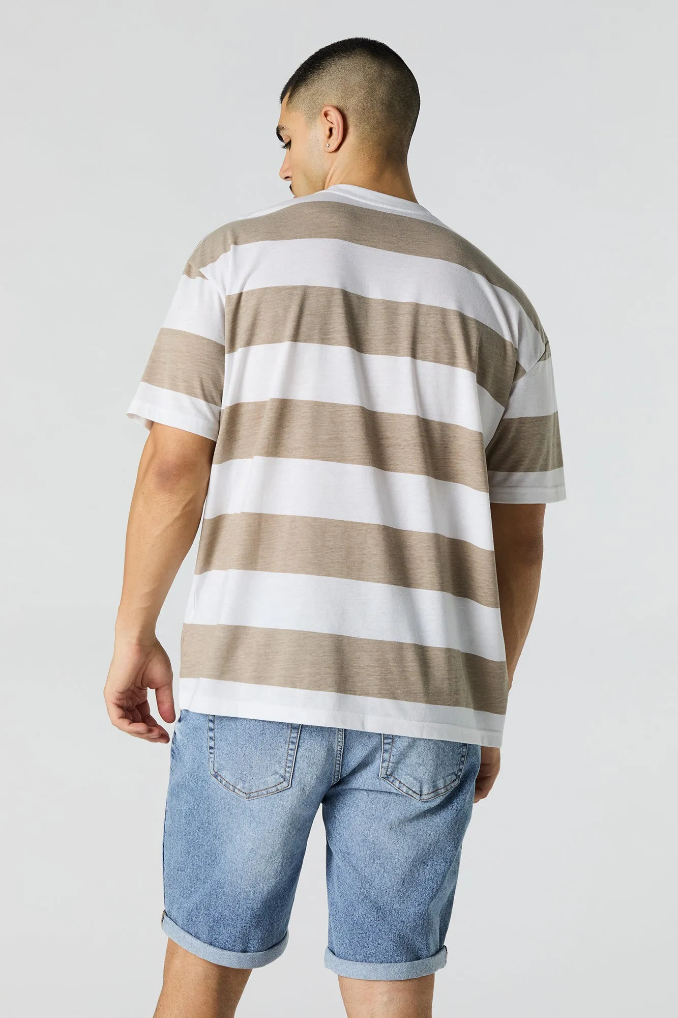Short en denim extensible avec ourlet roulé