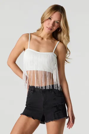 Short en denim extensible d'aspect usé