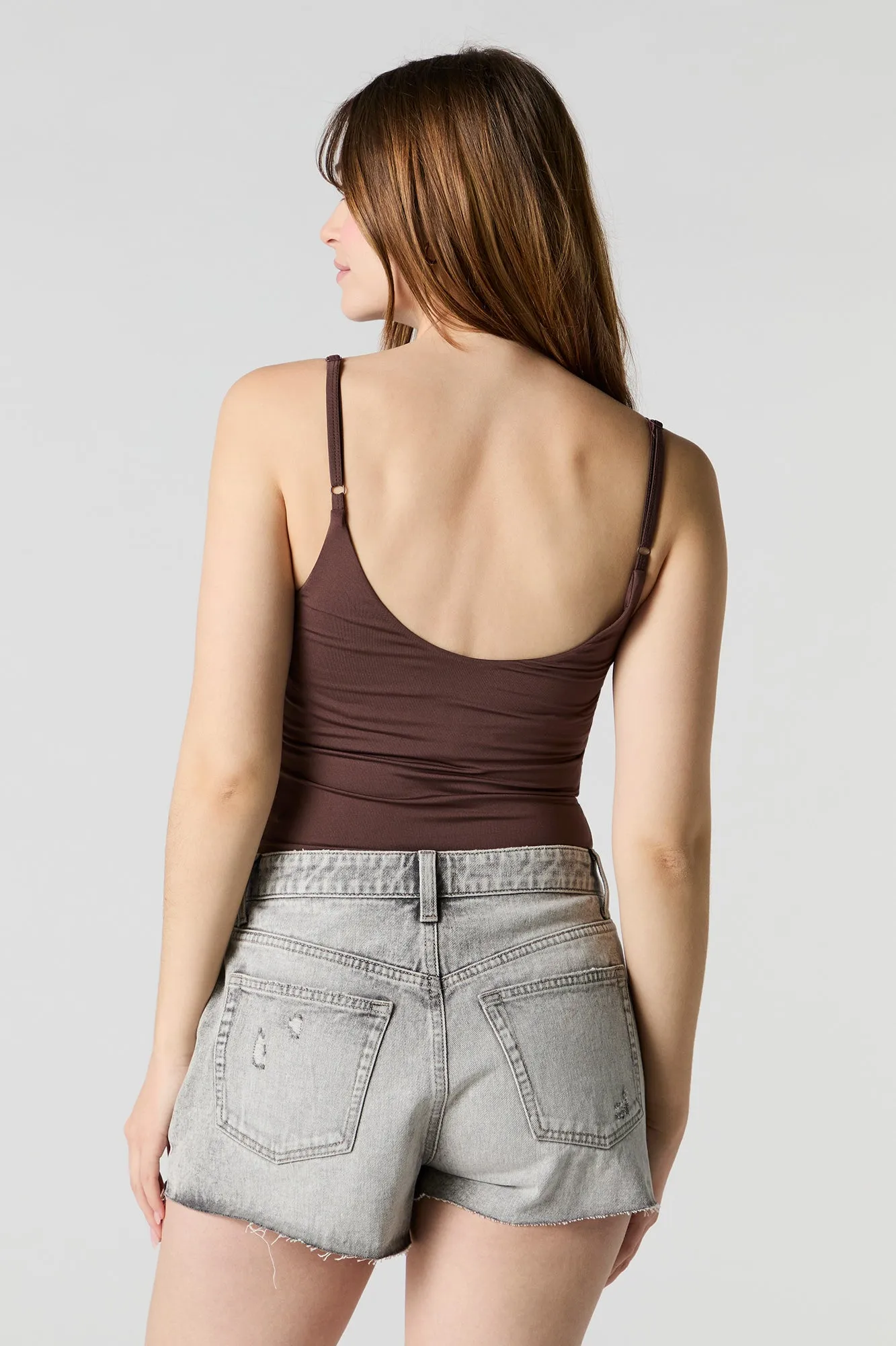 Short en denim rigide délavé gris
