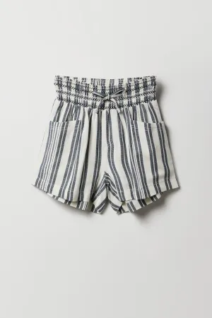Short en lin à taille smockée pour fille
