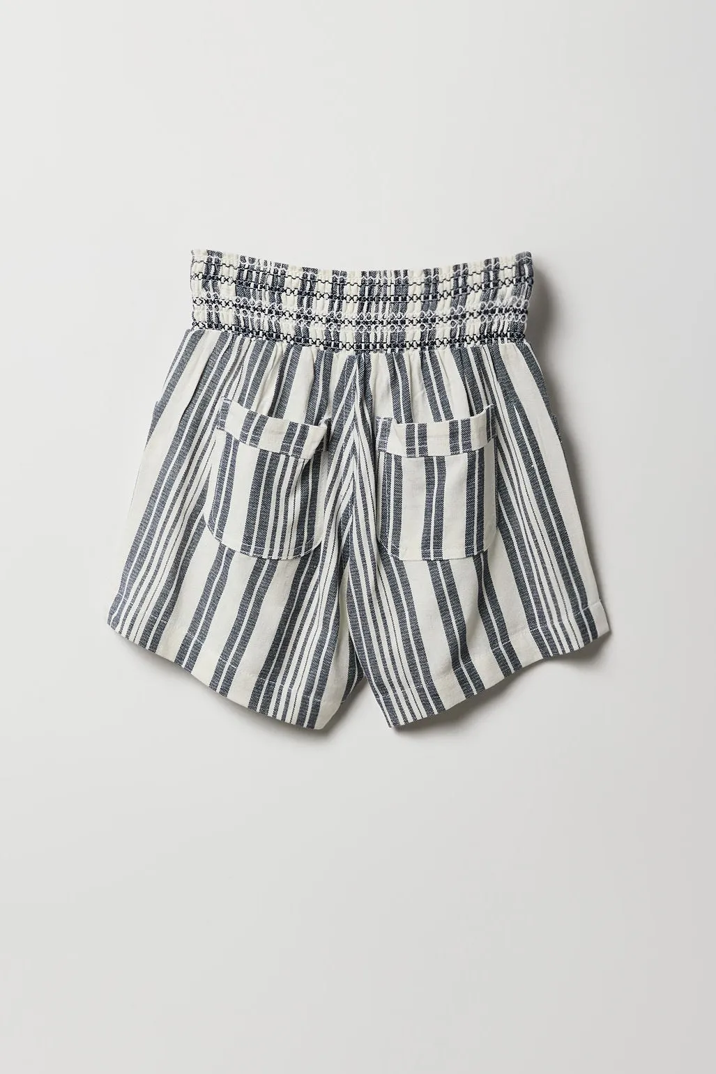Short en lin à taille smockée pour fille