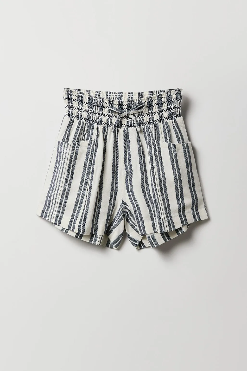 Short en lin à taille smockée pour fille