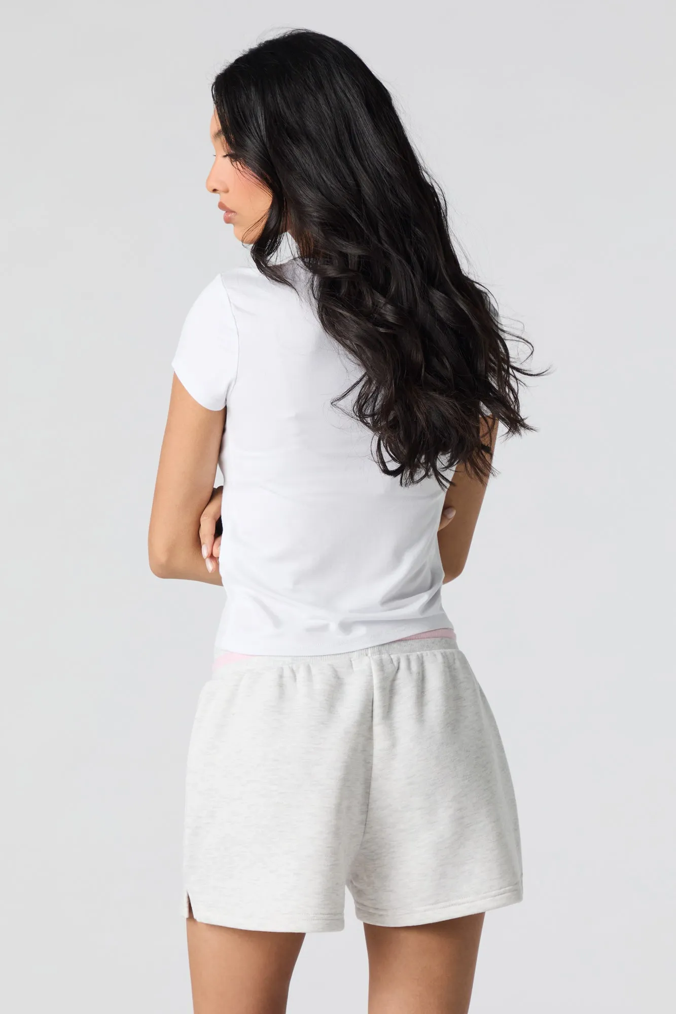 Short en molleton avec motif brodé à taille coulissante