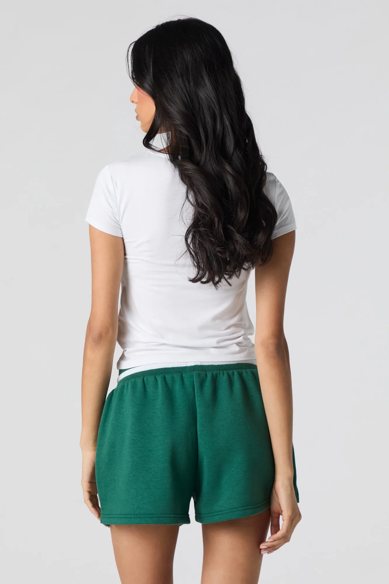 Short en molleton avec motif brodé à taille coulissante