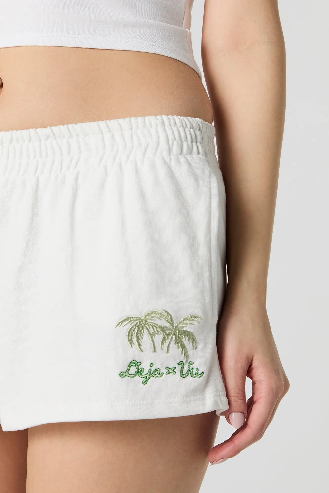 Short en molleton avec motif brodé