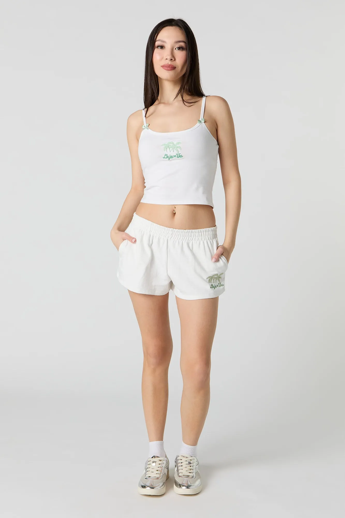 Short en molleton avec motif brodé