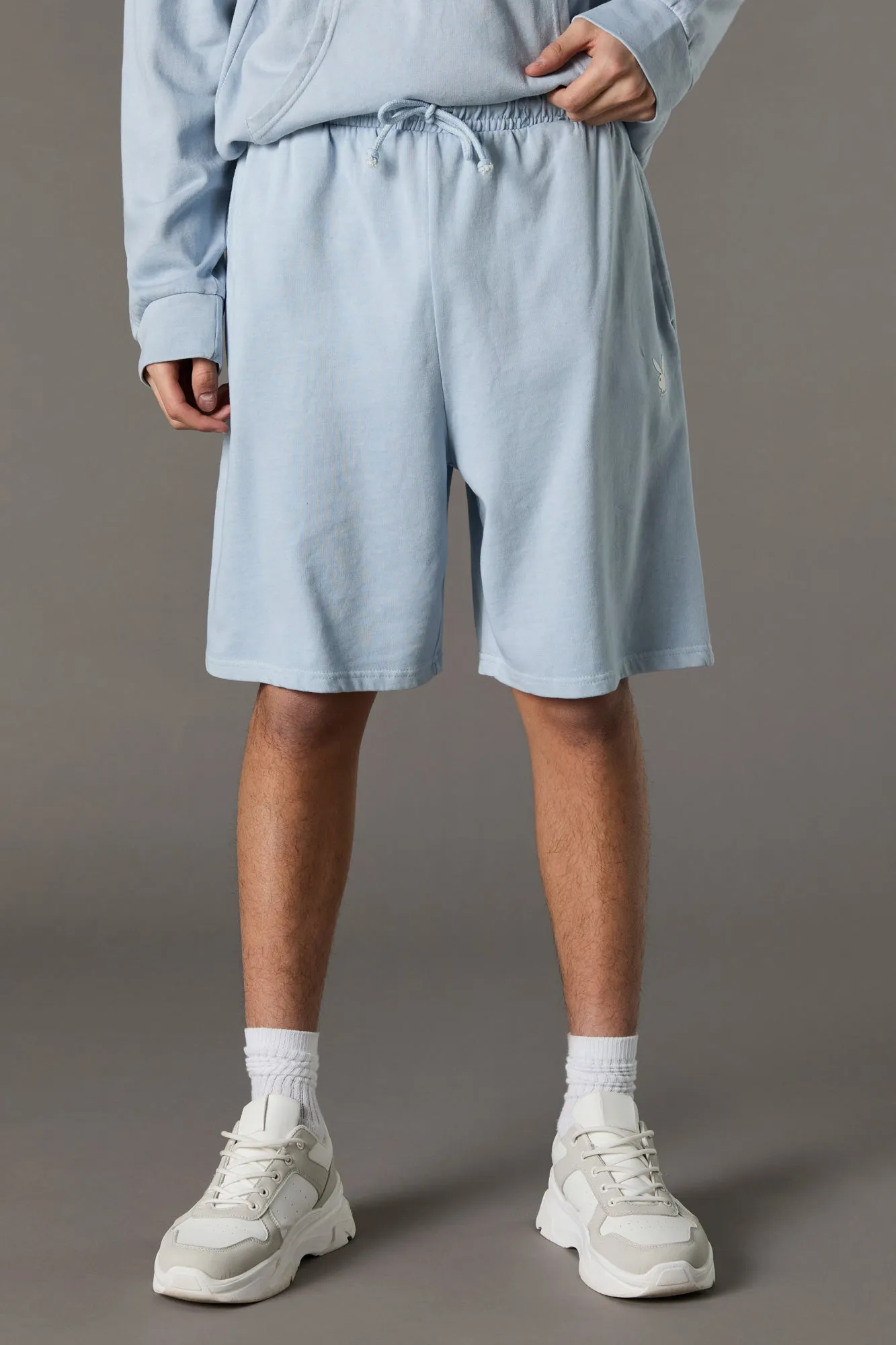 Short en molleton délavé avec imprimé Playboy High Density