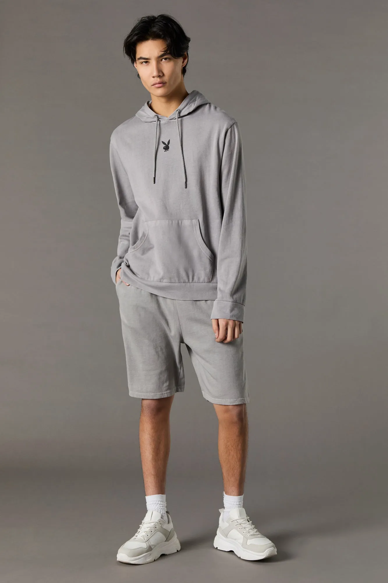 Short en molleton délavé avec imprimé Playboy High Density