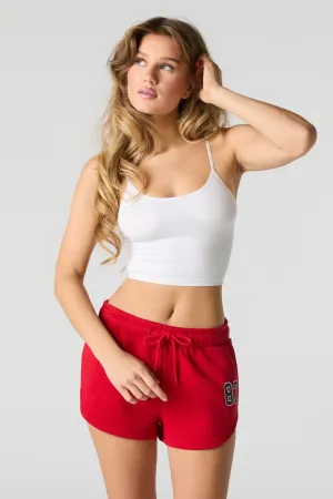 Short en molleton imprimé avec ourlet arrondi et taille coulissante