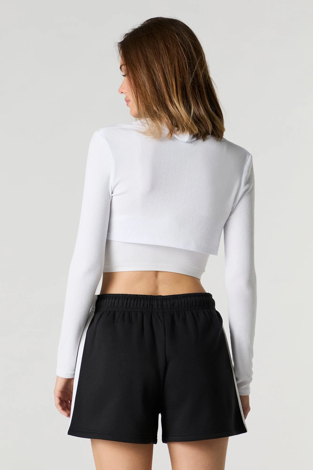 Short en molleton imprimé avec rayures latérales