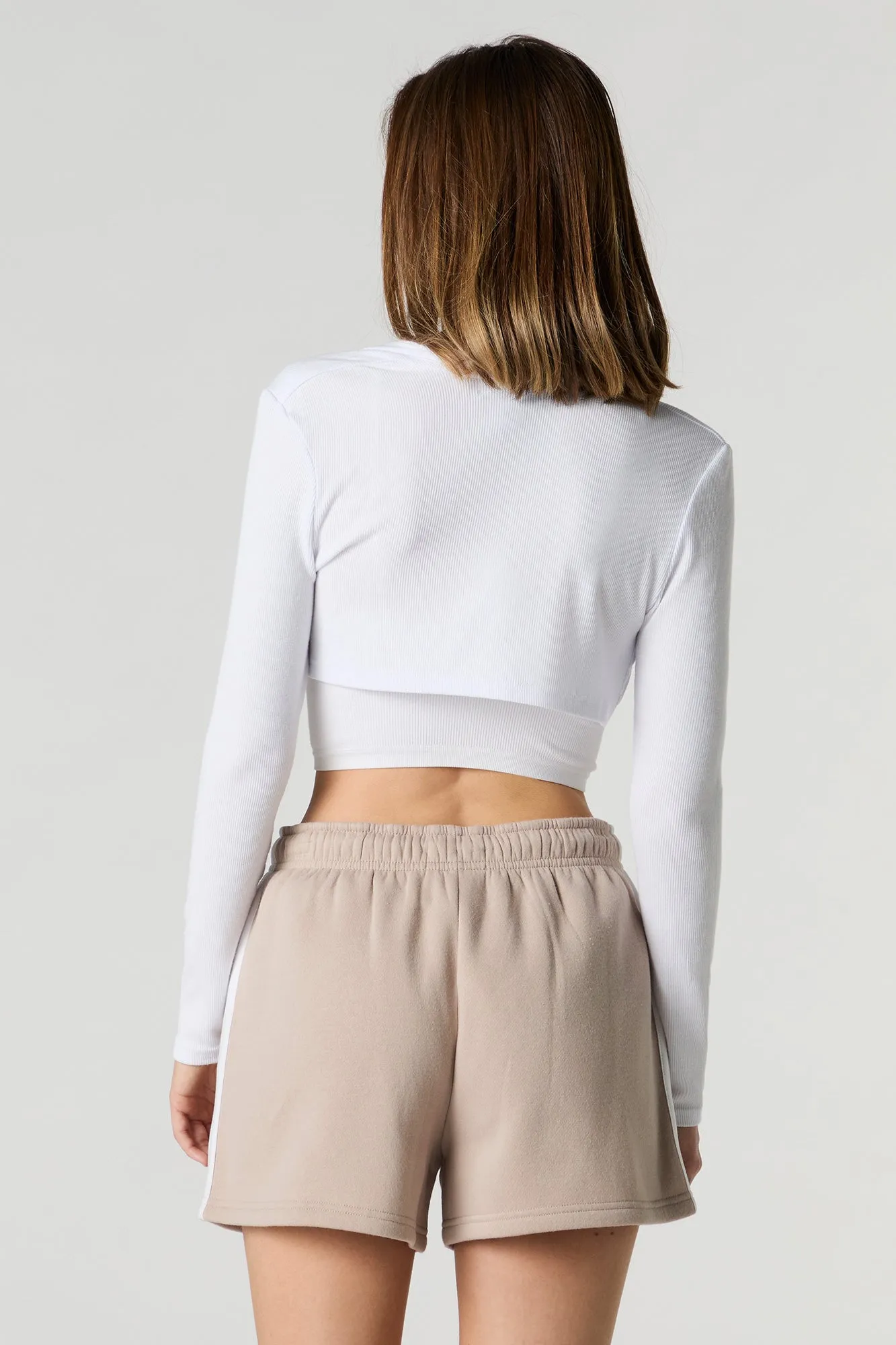 Short en molleton imprimé avec rayures latérales