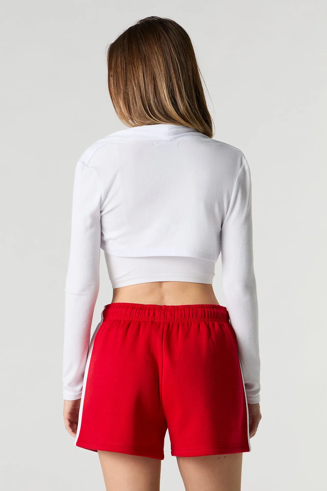 Short en molleton imprimé avec rayures latérales
