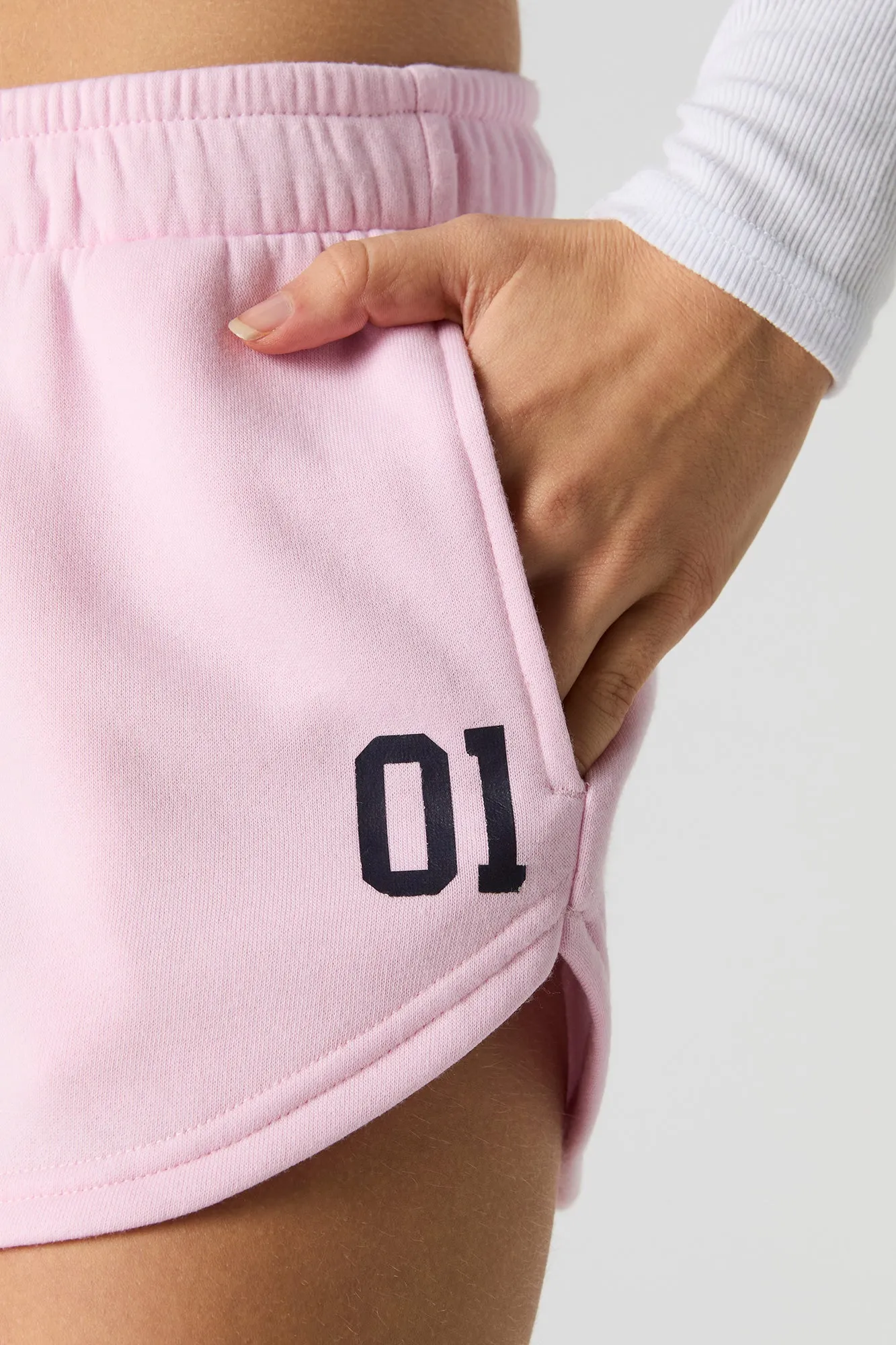 Short en molleton imprimé avec taille coulissante