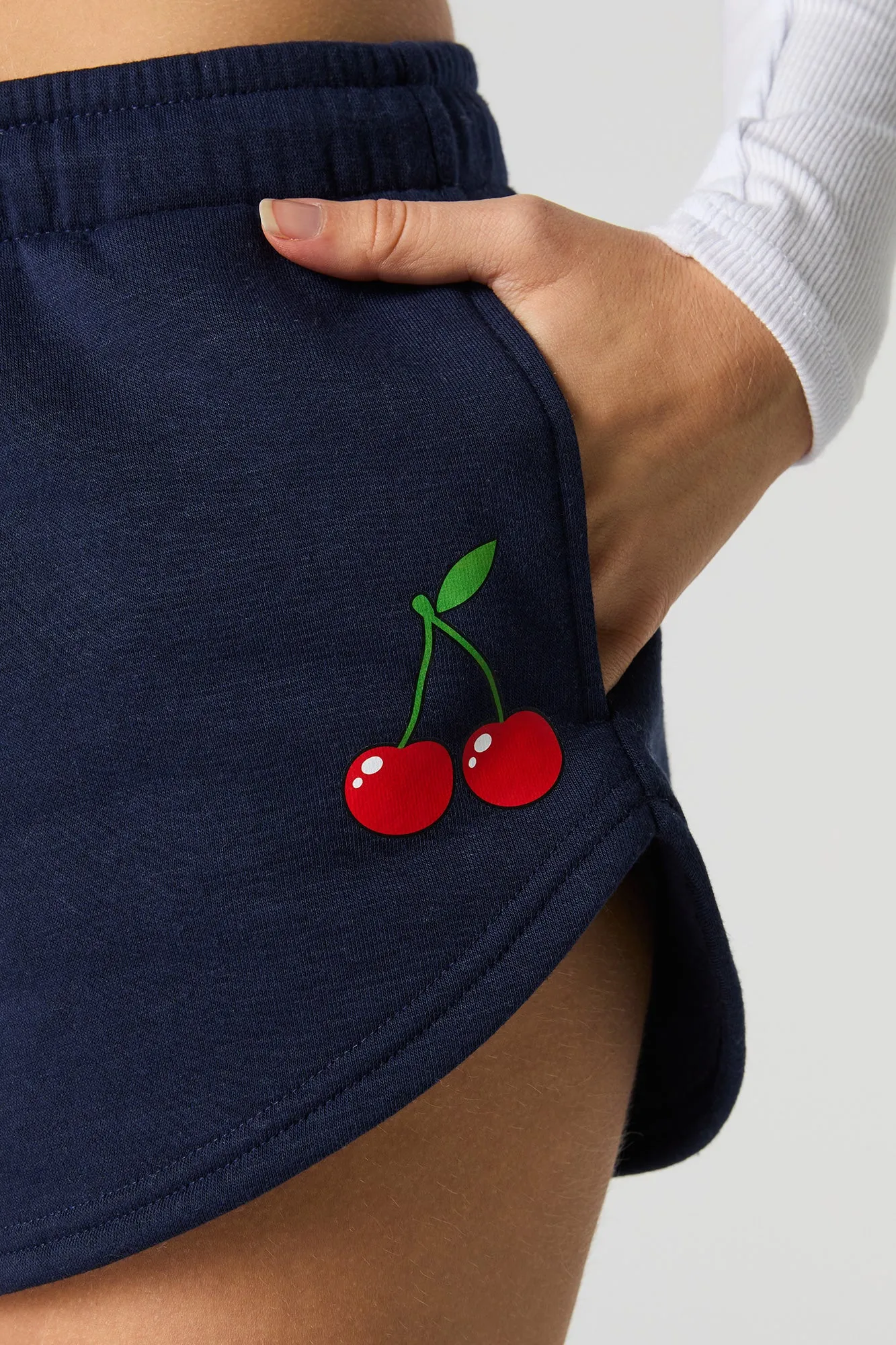 Short en molleton imprimé avec taille coulissante