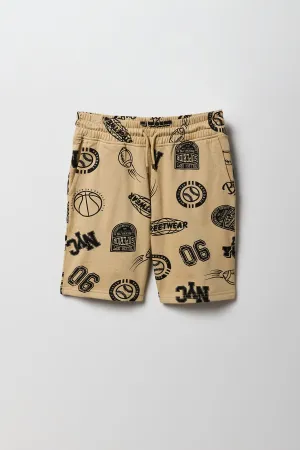 Short en molleton à imprimé Sports pour garçon