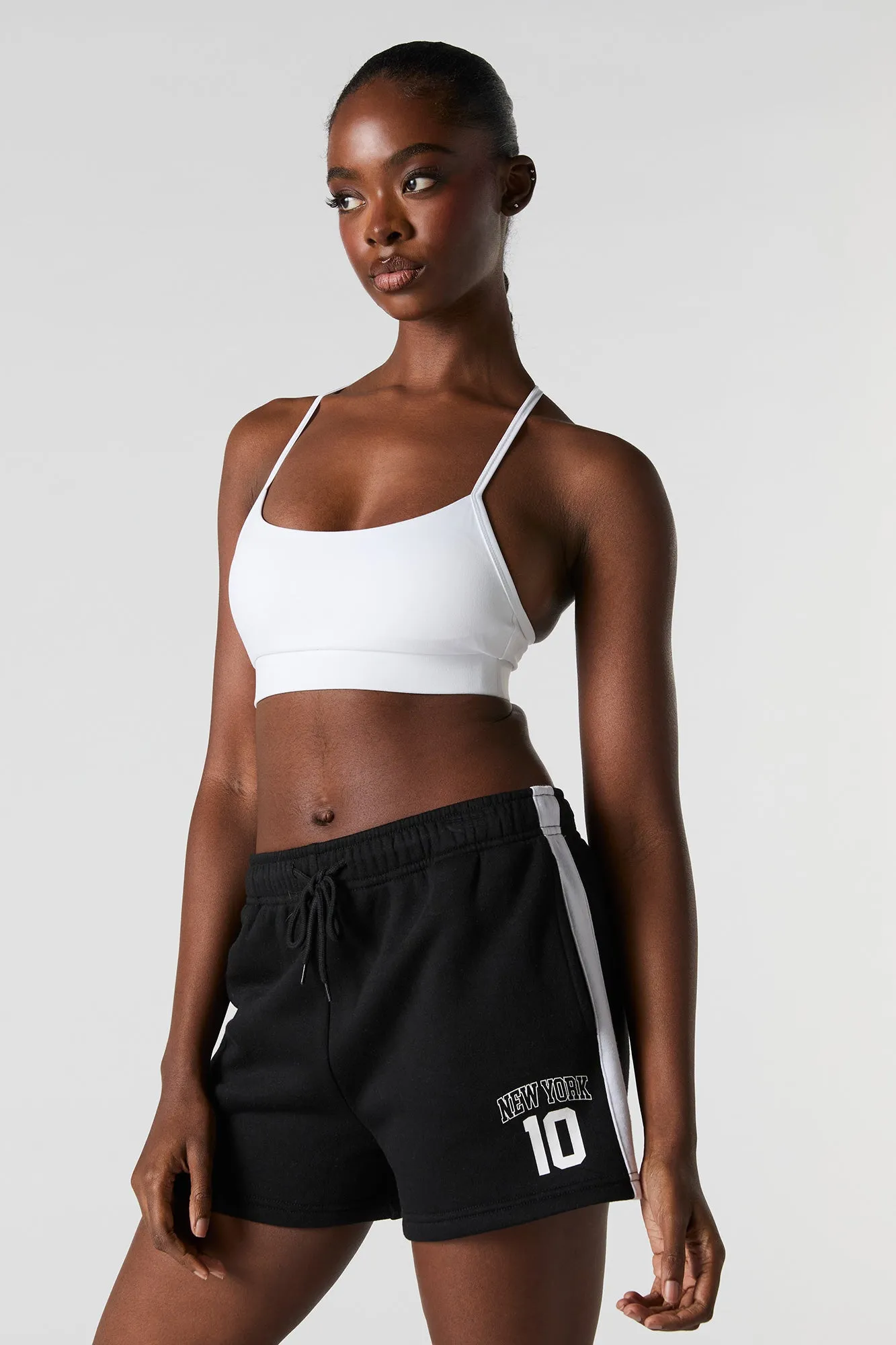 Short en molleton imprimé à taille haute