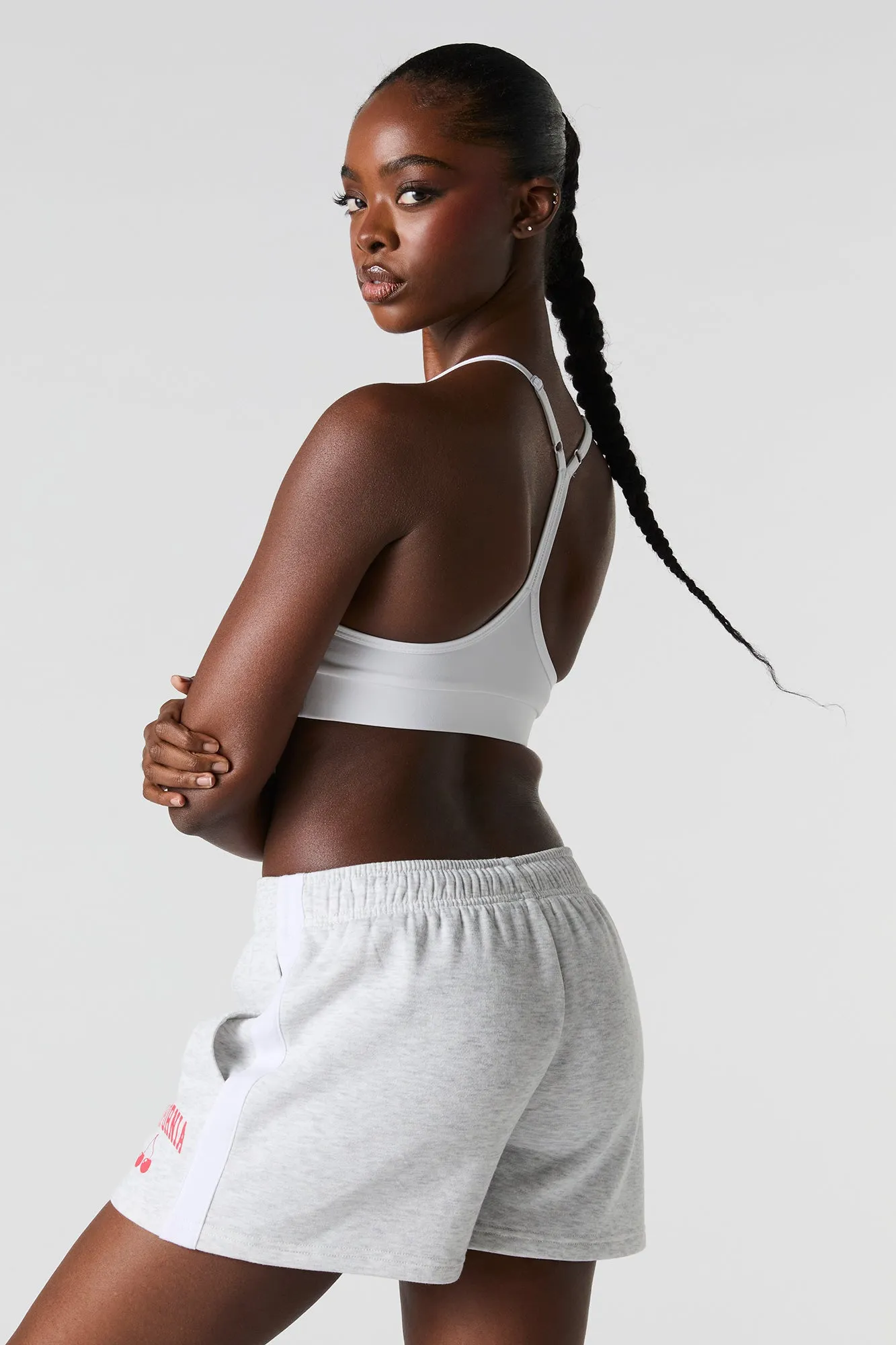 Short en molleton imprimé à taille haute