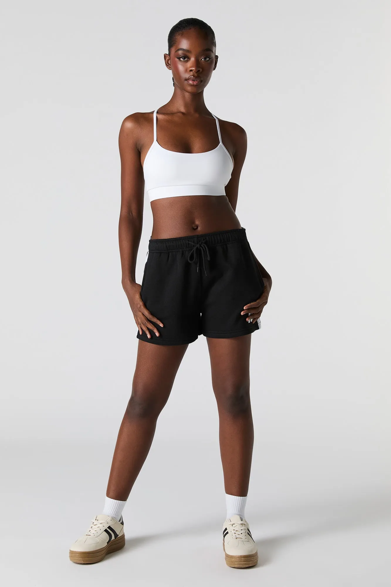 Short en molleton imprimé à taille haute