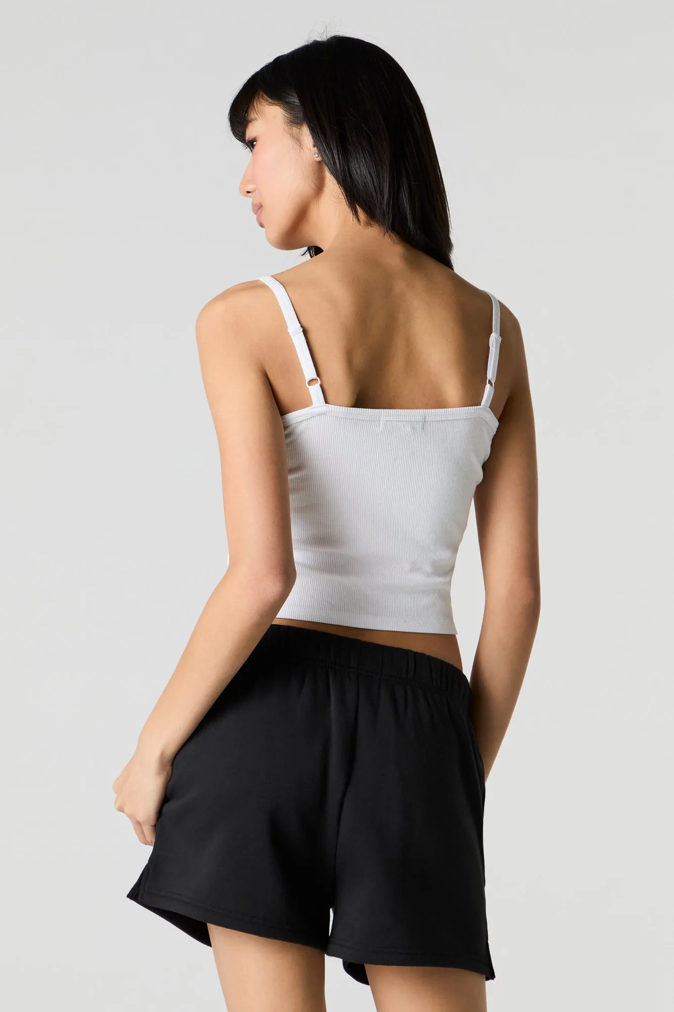 Short en molleton uni à taille haute
