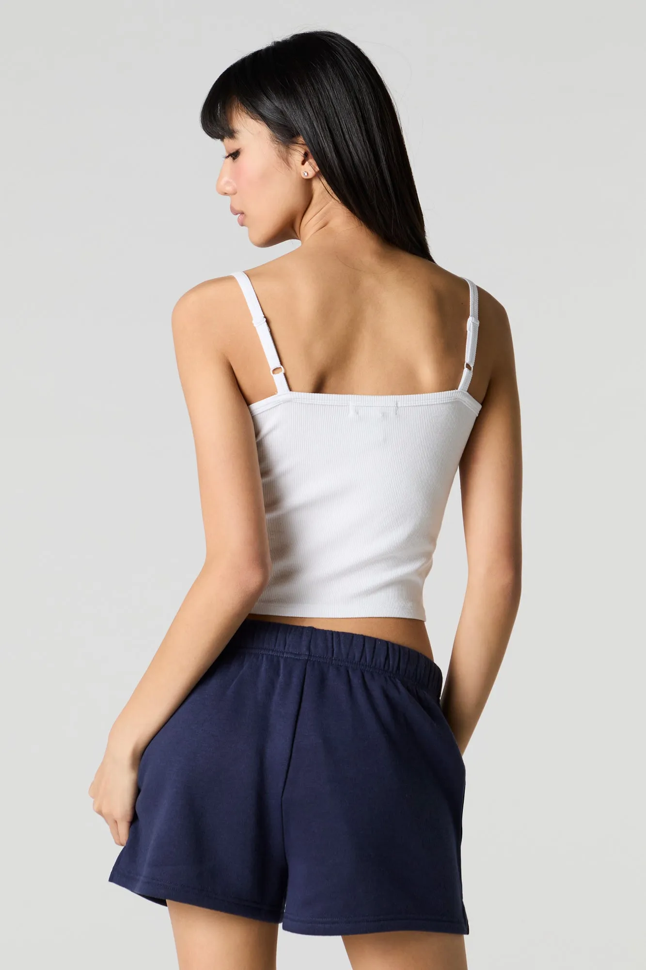 Short en molleton uni à taille haute