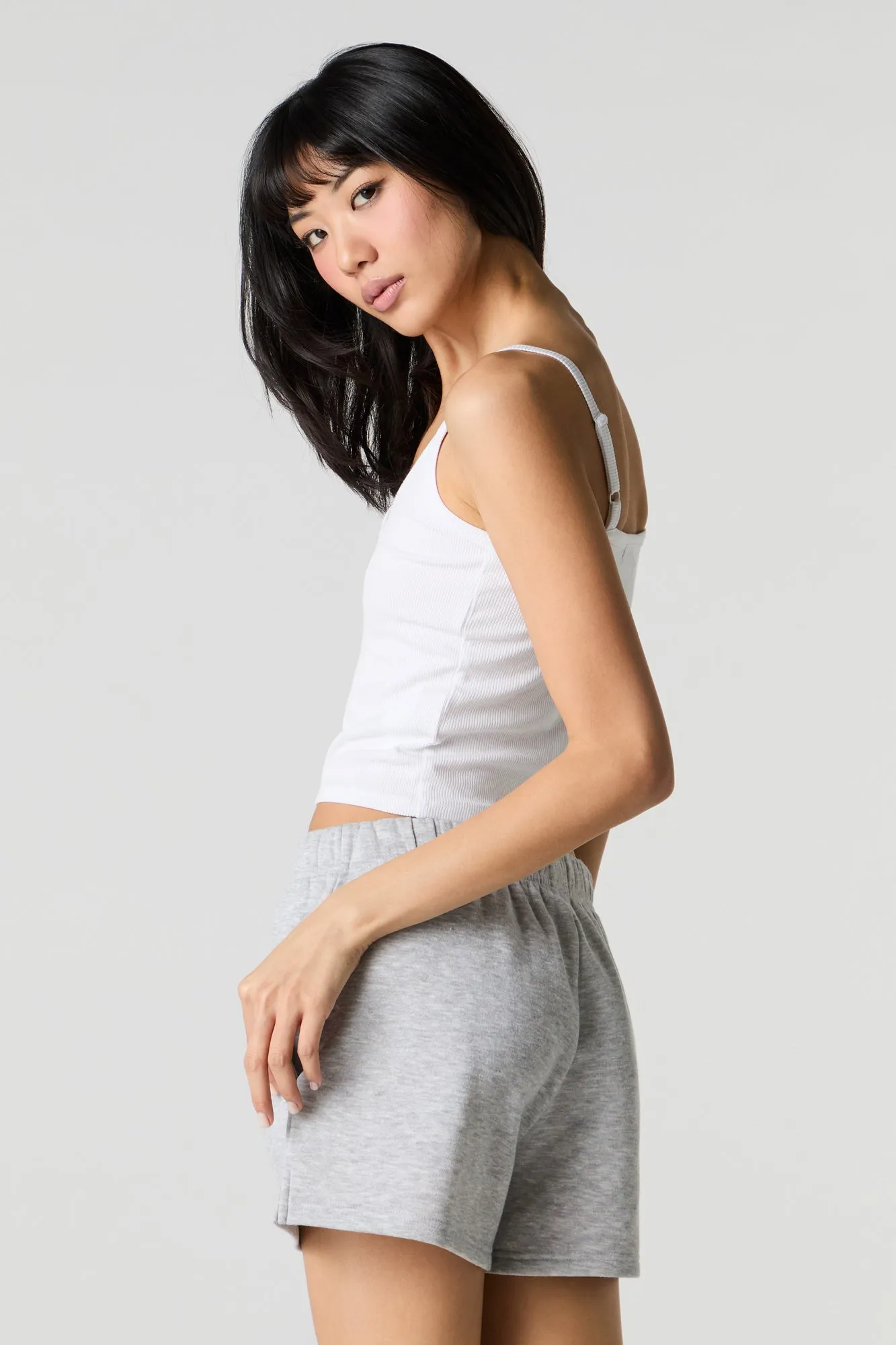 Short en molleton uni à taille haute