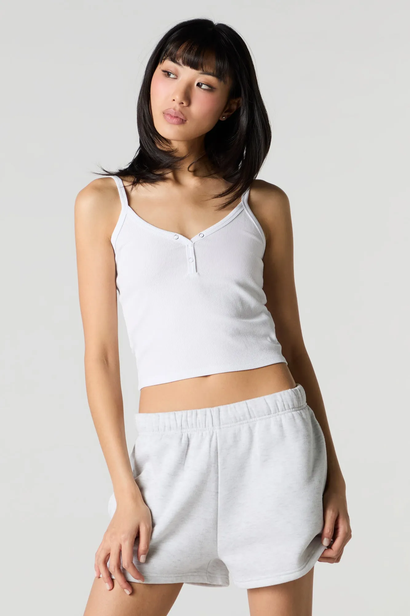 Short en molleton uni à taille haute