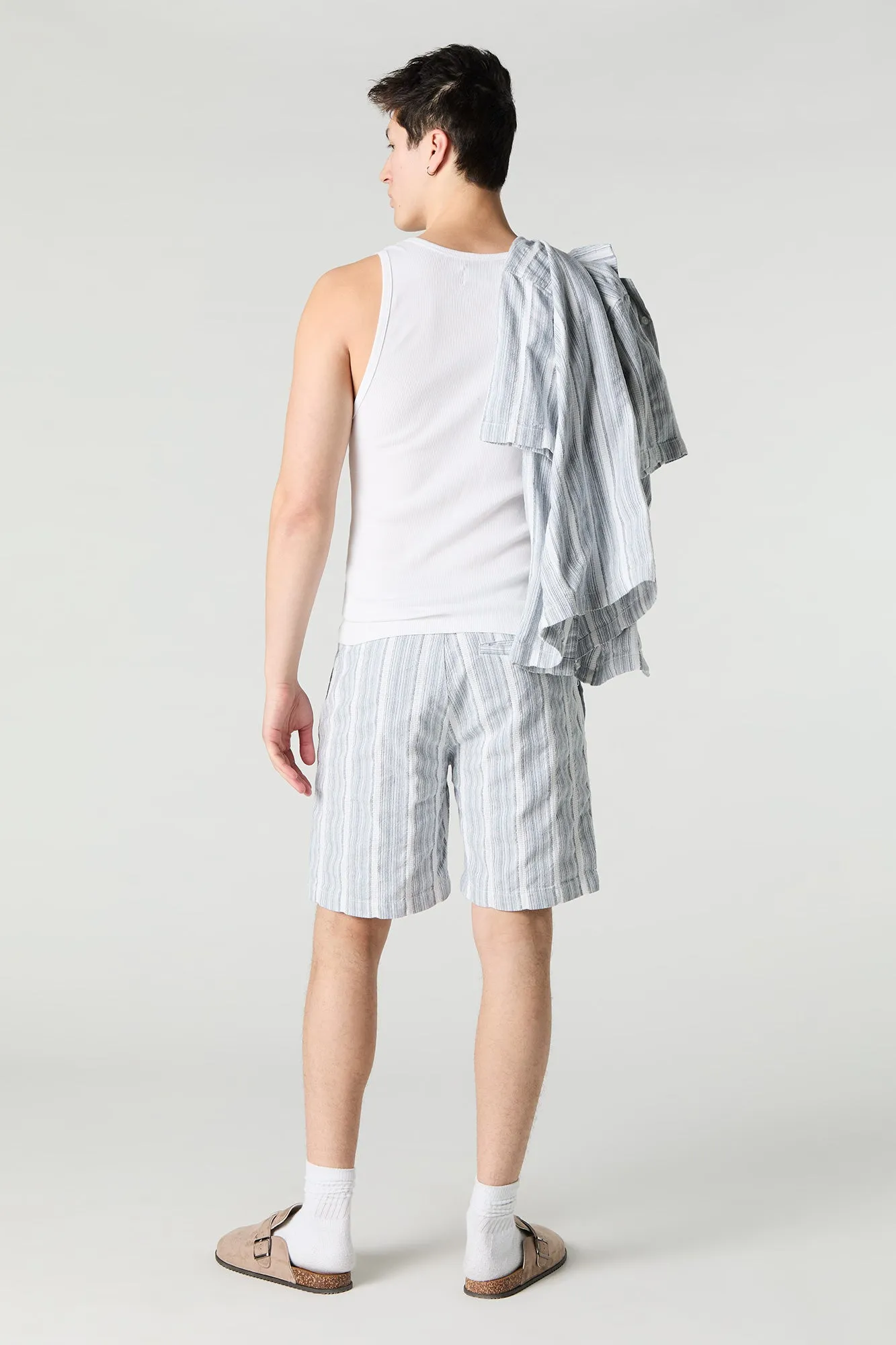 Short en tricot rayé à taille coulissante