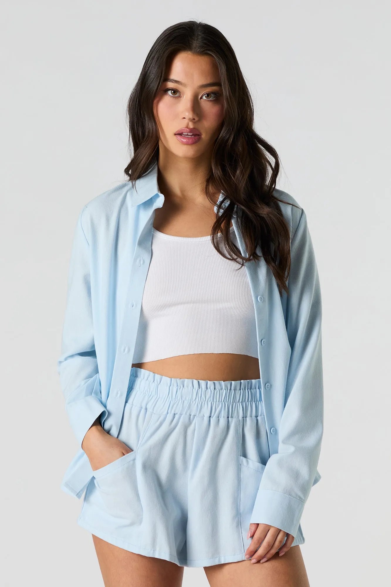Short fluide en mélange de lin