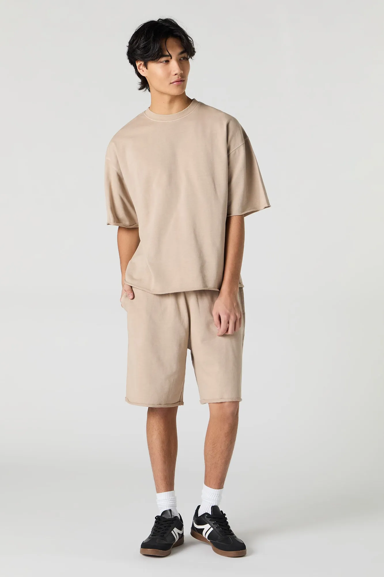 Short long en molleton délavé