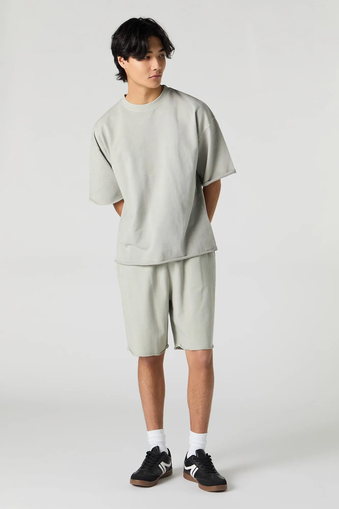 Short long en molleton délavé