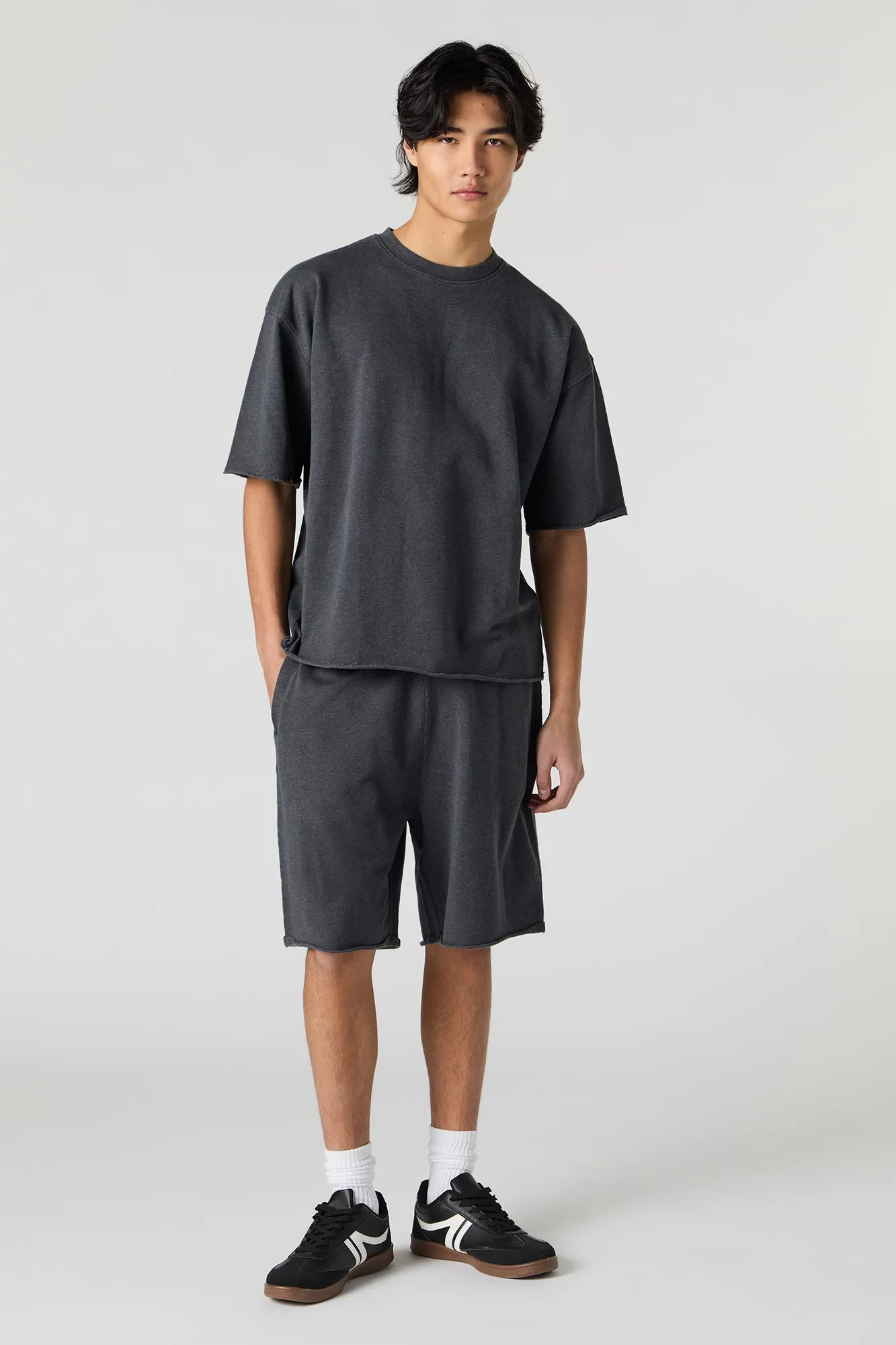 Short long en molleton délavé