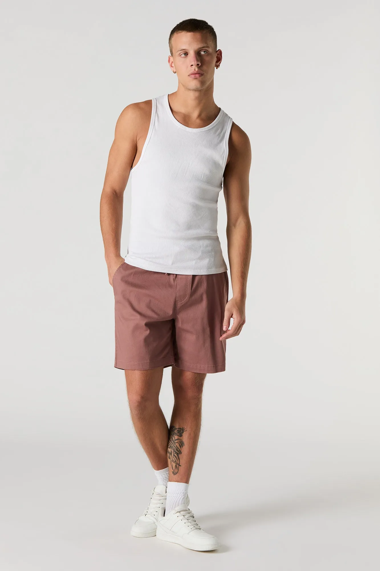 Short mi-long à taille coulissante