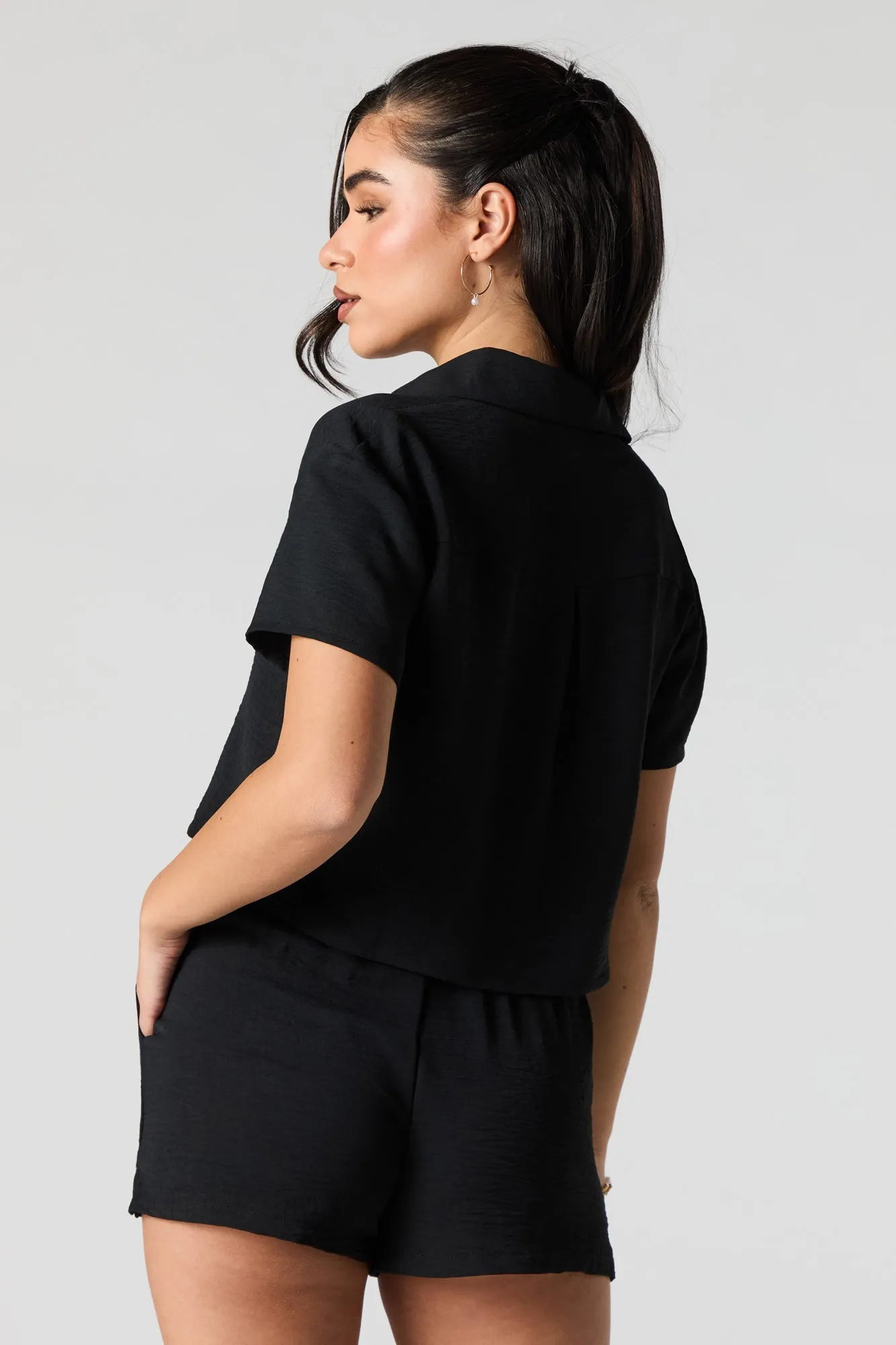 Short mi-taille avec taille coulissante