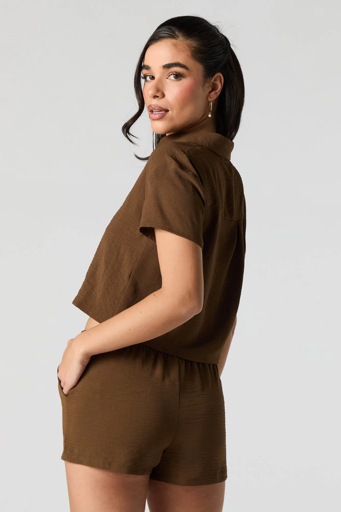 Short mi-taille avec taille coulissante