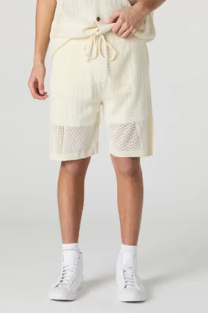 Short à taille coulissante en tricot ouvert à pièces