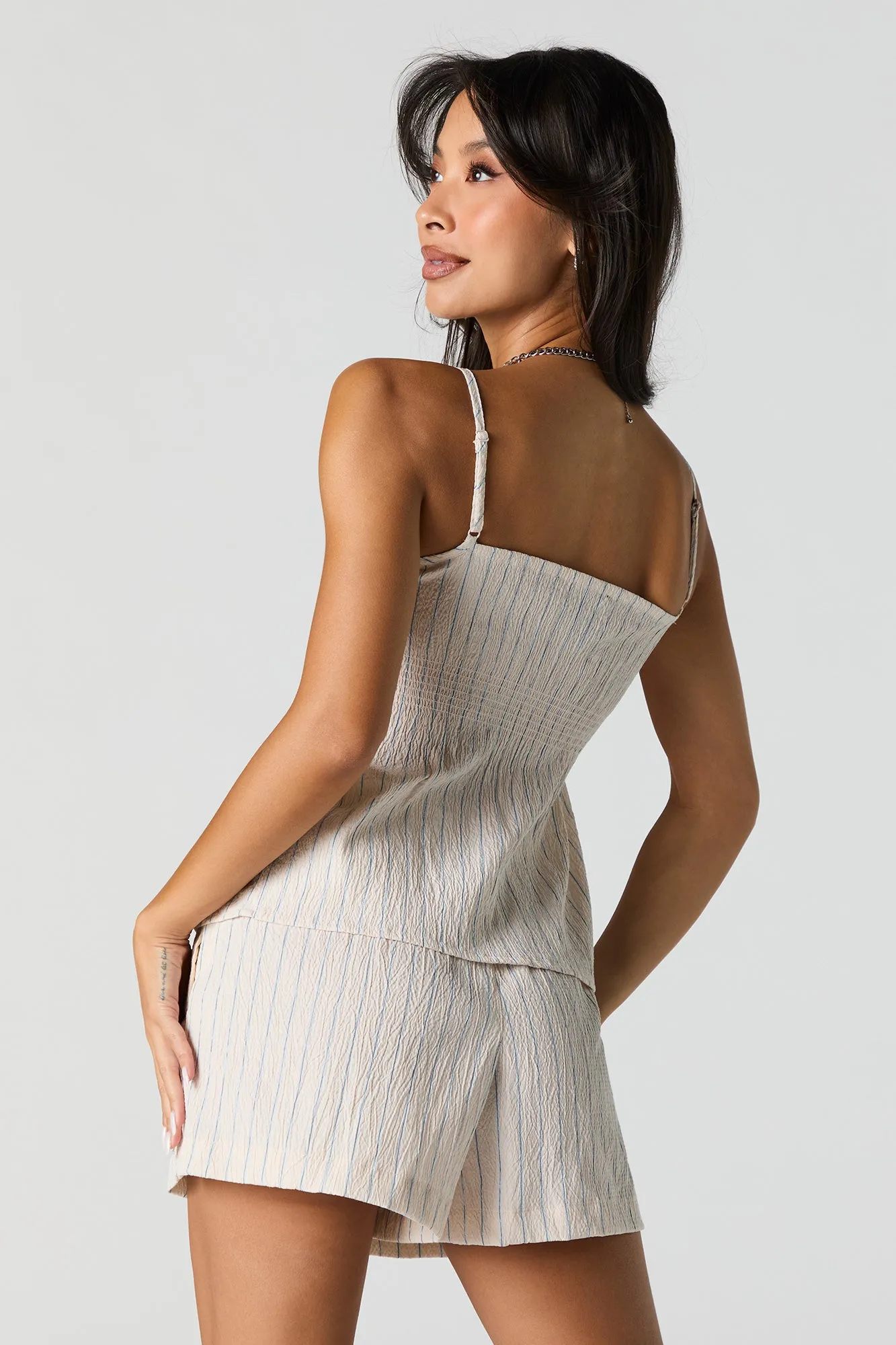 Short texturé rayé