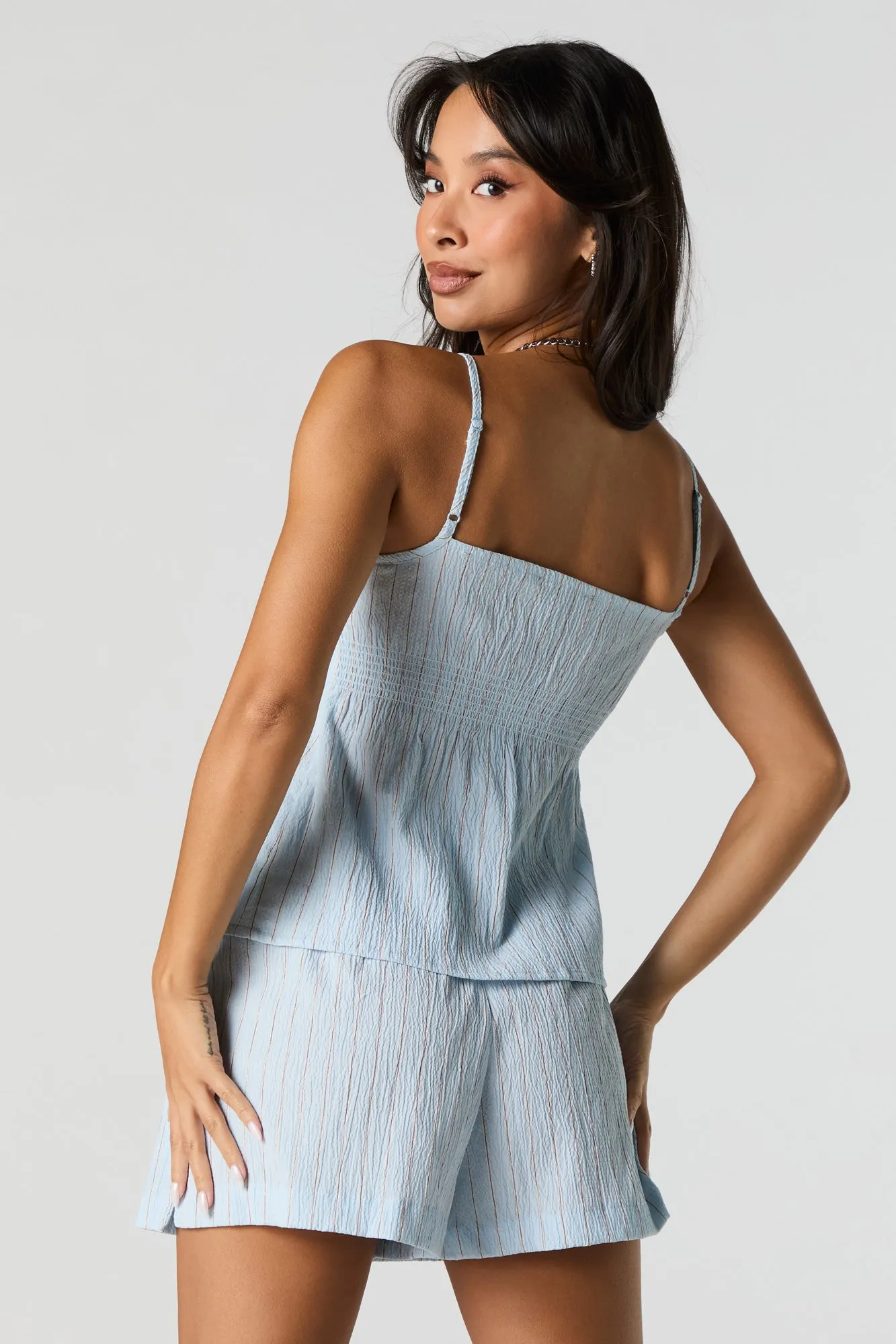 Short texturé rayé
