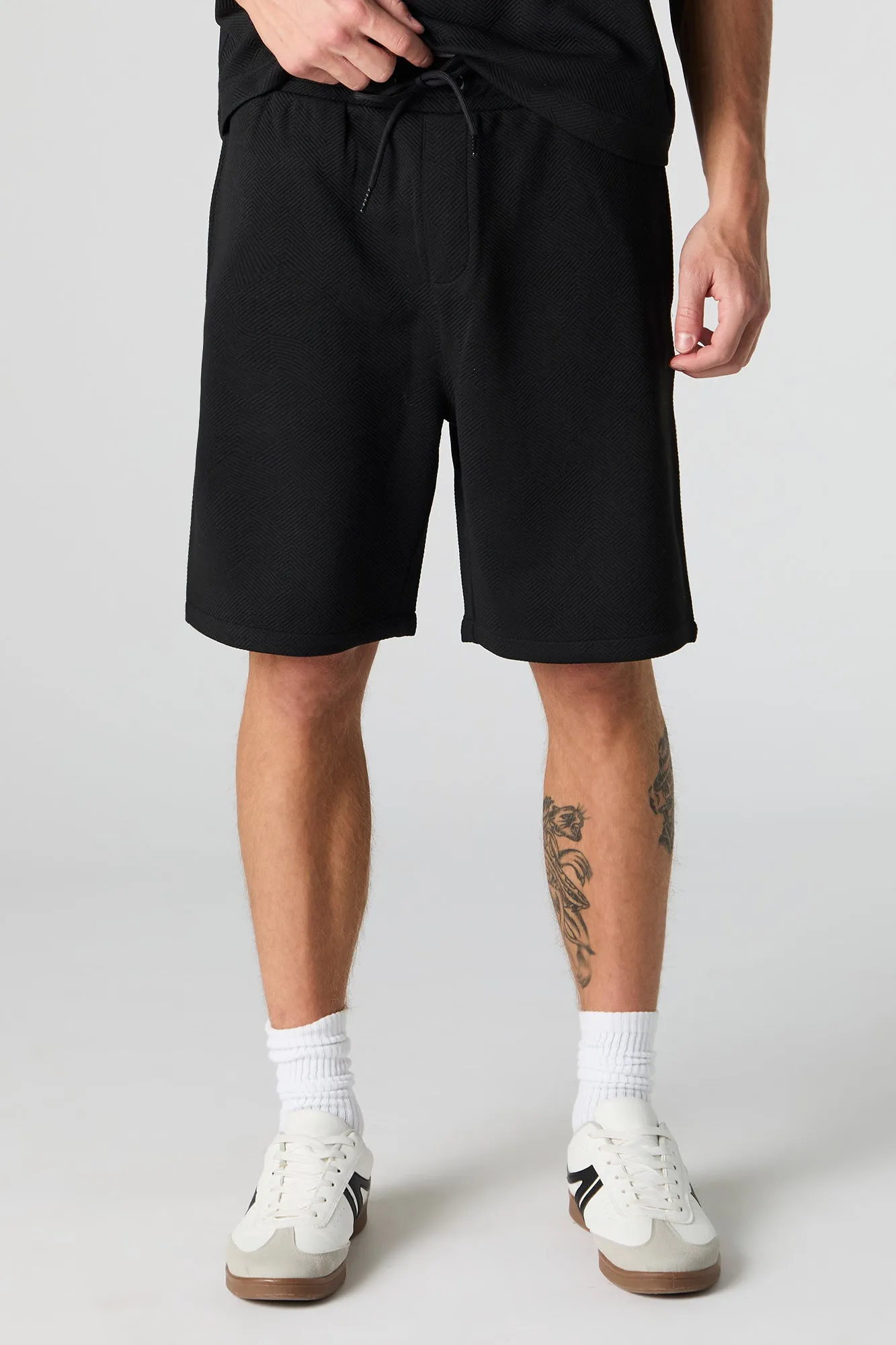 Short texturé à taille coulissante