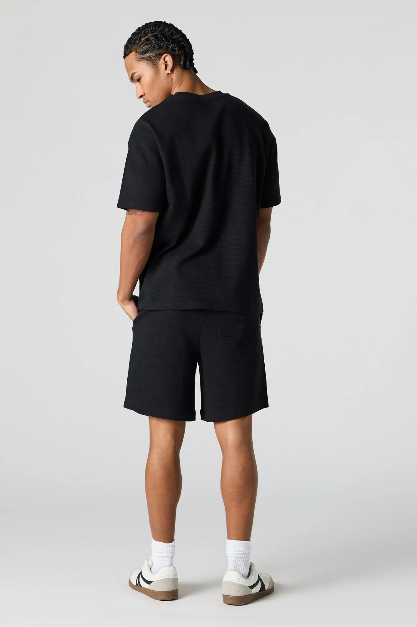 Short texturé à taille coulissante