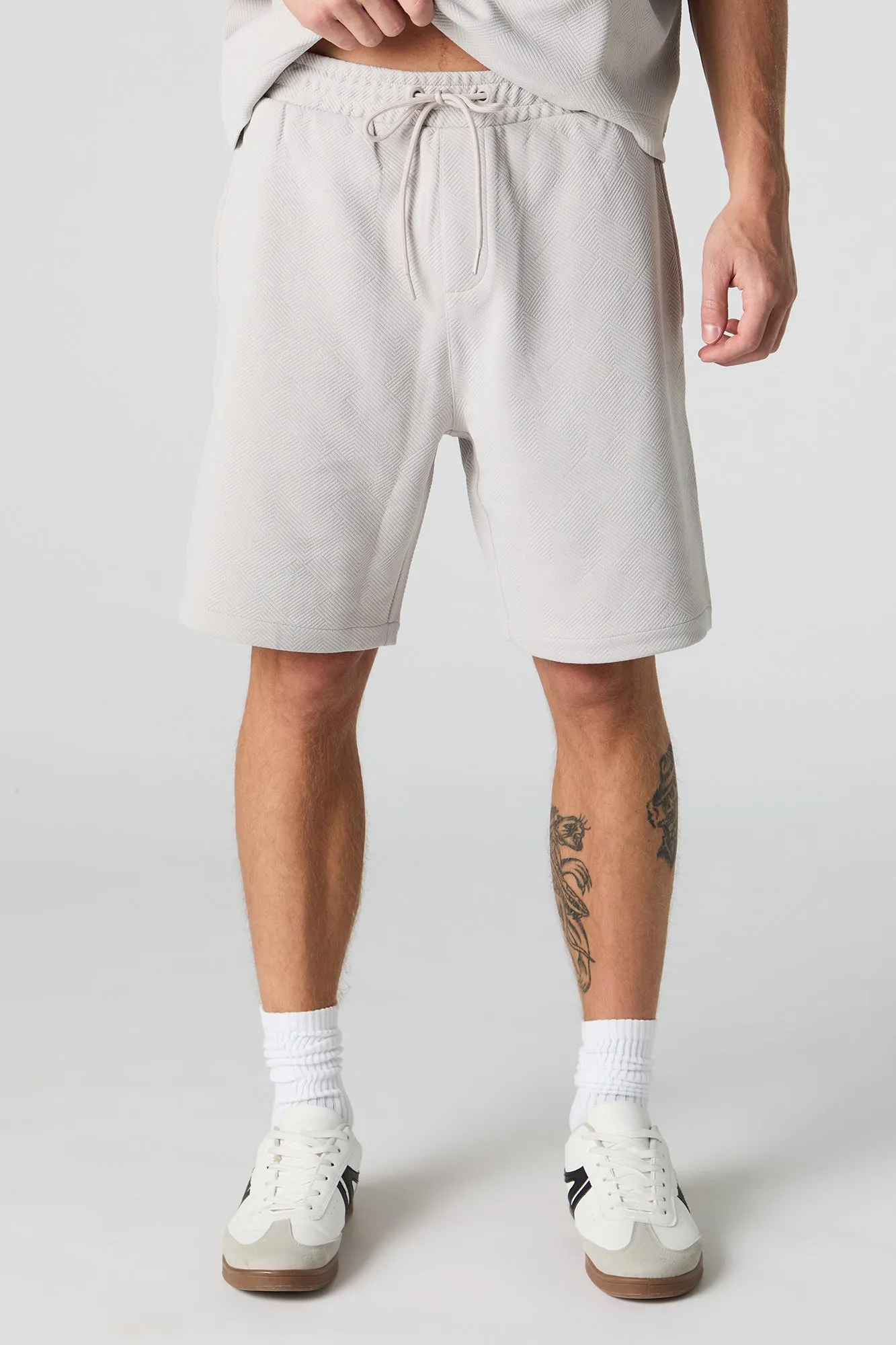Short texturé à taille coulissante
